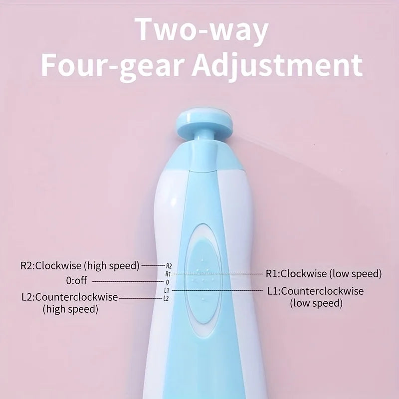 7-in-1 Baby Electrical Nail Trimmer with Portable Case, Safe Nail Clipper Set with 5 Extra Grinding Heads and LED Light, Newborn Nail Polishing Tool Set, Grooming Kit, Suitable for Adults Also-Put in 2-AA Batteries Before Use
