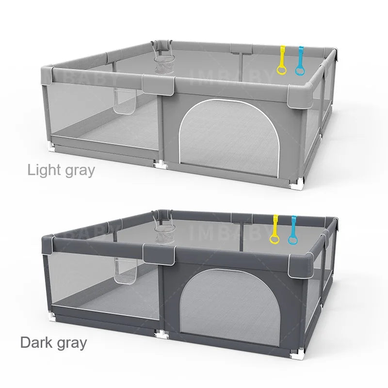 IMBABY Grey Corral for Baby with Protective Angle Baby Playground Quality Baby Crawling Fence Game Playpen for Children Playpen