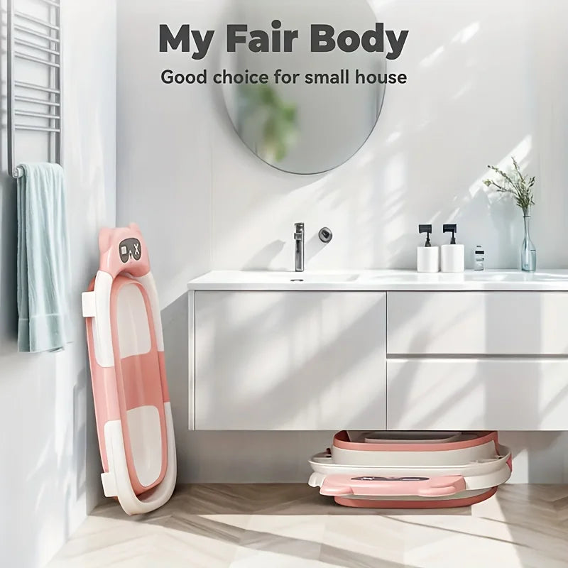 Foldable Baby Bath Set with Temperature Monitor, Portable Travel Foldable Baby Bath, Non-Slip Base, Durable Design Baby Products