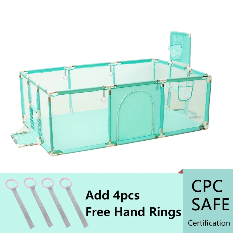 IMBABY New Playpen for Children Cartoon Baby Palypens Basketball Baby Playground Fence for Child Safety Barriers Baby Dry Pool