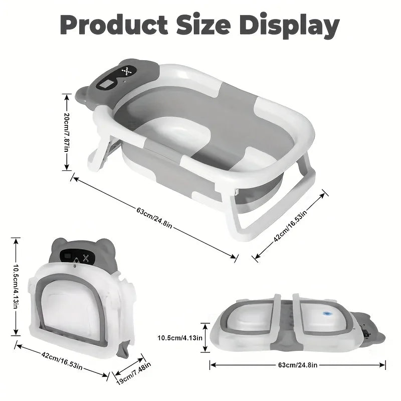 Foldable Baby Bath Set with Temperature Monitor, Portable Travel Foldable Baby Bath, Non-Slip Base, Durable Design Baby Products