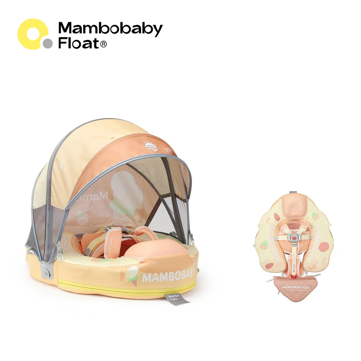 Mambobaby Float Cool Shade, No Sunburn Comfort Skin-friendly Design ST:  New York 3-24 Month B503-143-W-Z Air-Free Chest Float with Sunshade Canopy  Baby Swimming Ring Toddler Pool Float Infant Swim Circle Infant Fiber Ring 1