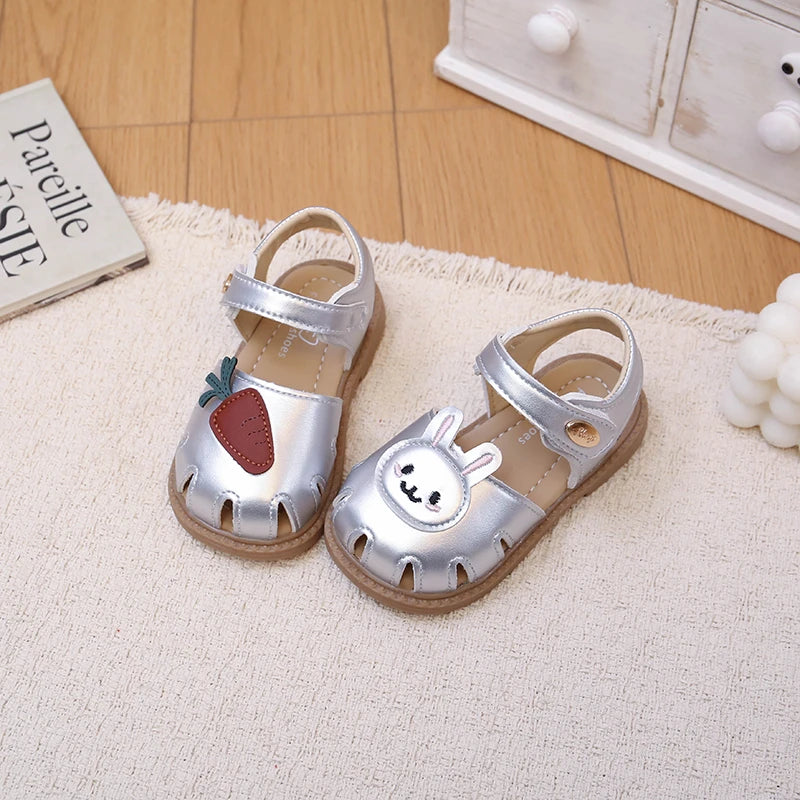 Baby Walking Shoes Hollowed-out Soft Bottom Kids Beach Shoes Sweet Bunny 2026 Summer New Toddler Sandals Non-slip Casual