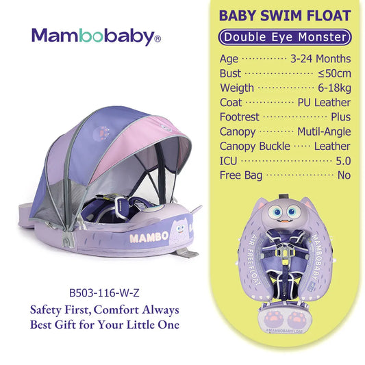 Mambobaby Float Safe Solid Core ST-Unicorn B503-143-W-Z Comfort Always: Skin-friendly Coat Baby Swimming Ring Toddler Pool Float