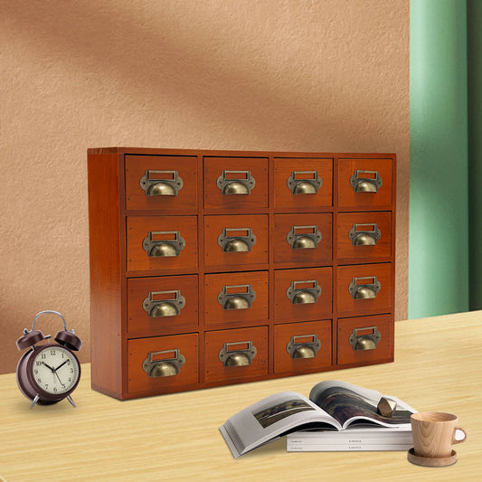 16Drawers Apothecary Cabinet with Drawers, Tabletop Vintage Apothecary Chests Cabinets Rustic Herb Storage Box