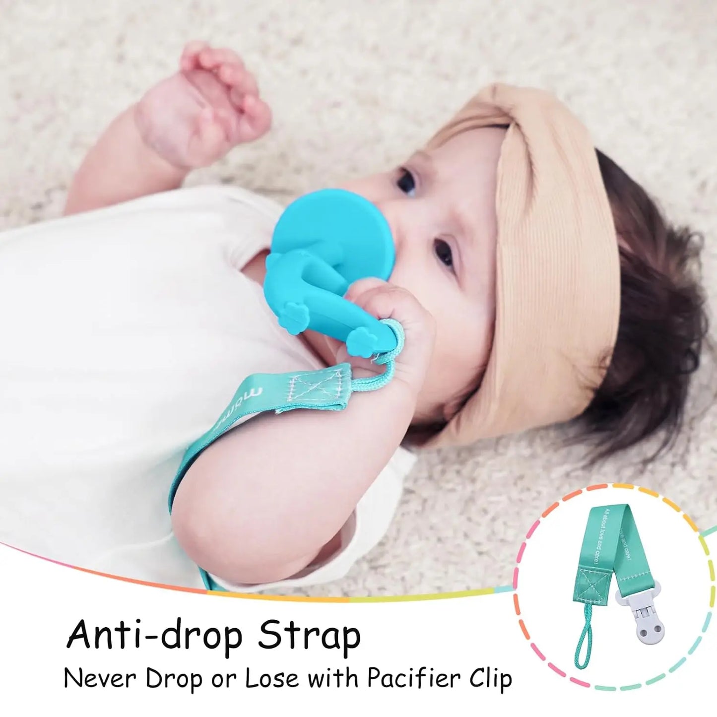 Soft Silicone Baby Teether Toy with Clip for 3-12 Months, Gum Relief & Toothbrush, Blue Elephant Design