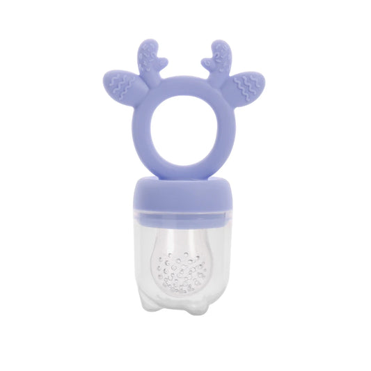 BPA Free Baby Fruit Food Feeder with Dust Cover Deer Silicone Teething Nibbler 3 Colors Toddler Vegetable Feeding Pacifier Teether Toy