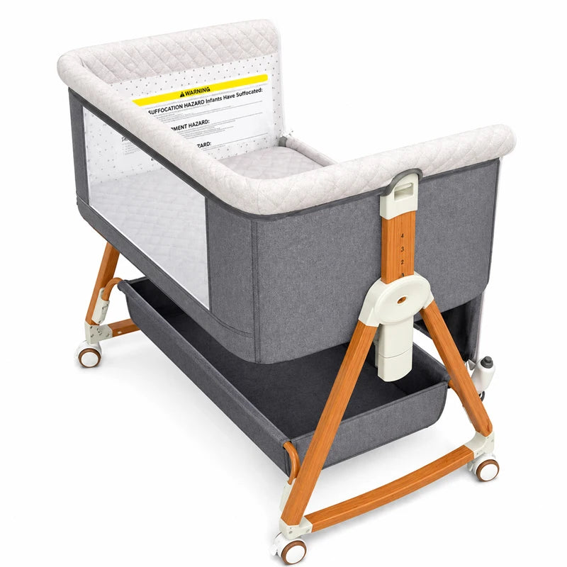 Baby Crib 3 in 1 Baby Bassinet Portable Bedside Bassinet for Baby Foldable Crib Travel Baby Crib Rocking 6 Adjustable Height