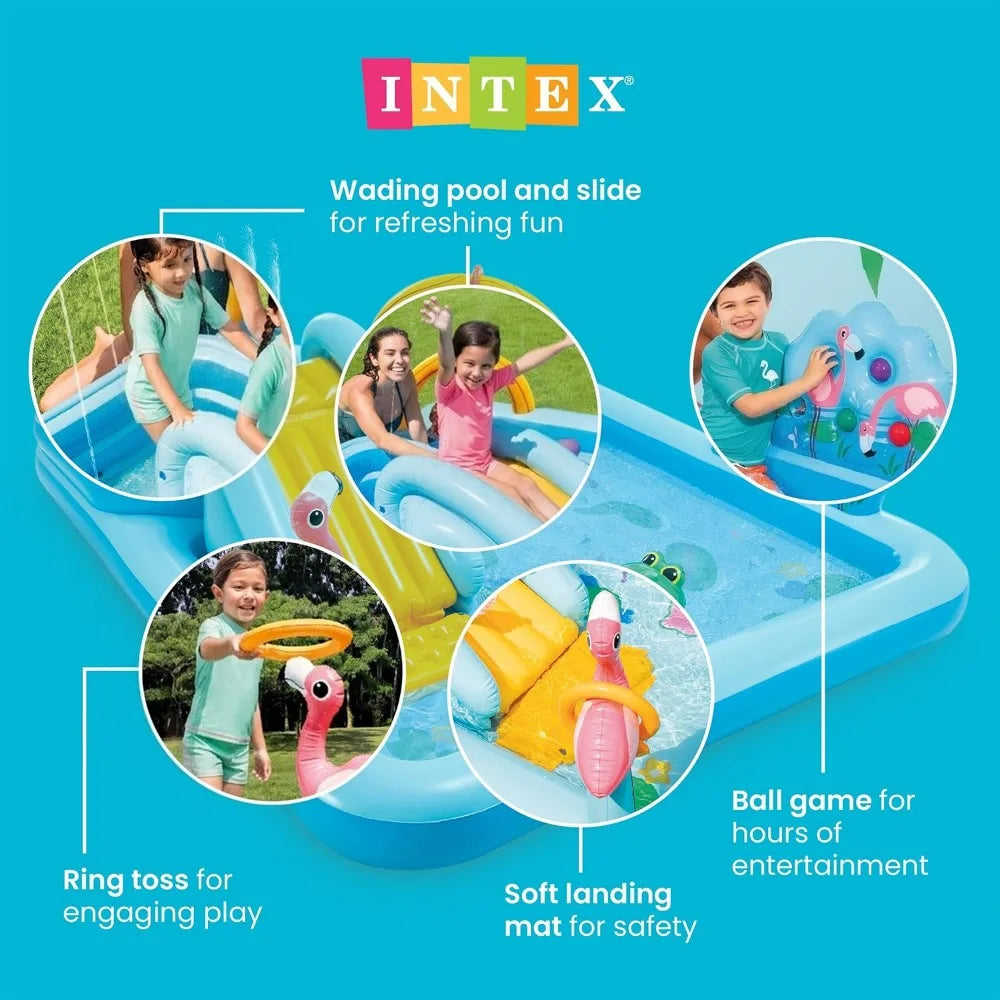 Inflatable Jungle Adventure Kids Water Slide and Splash Pad - Outdoor Play Center for Backyard Fun