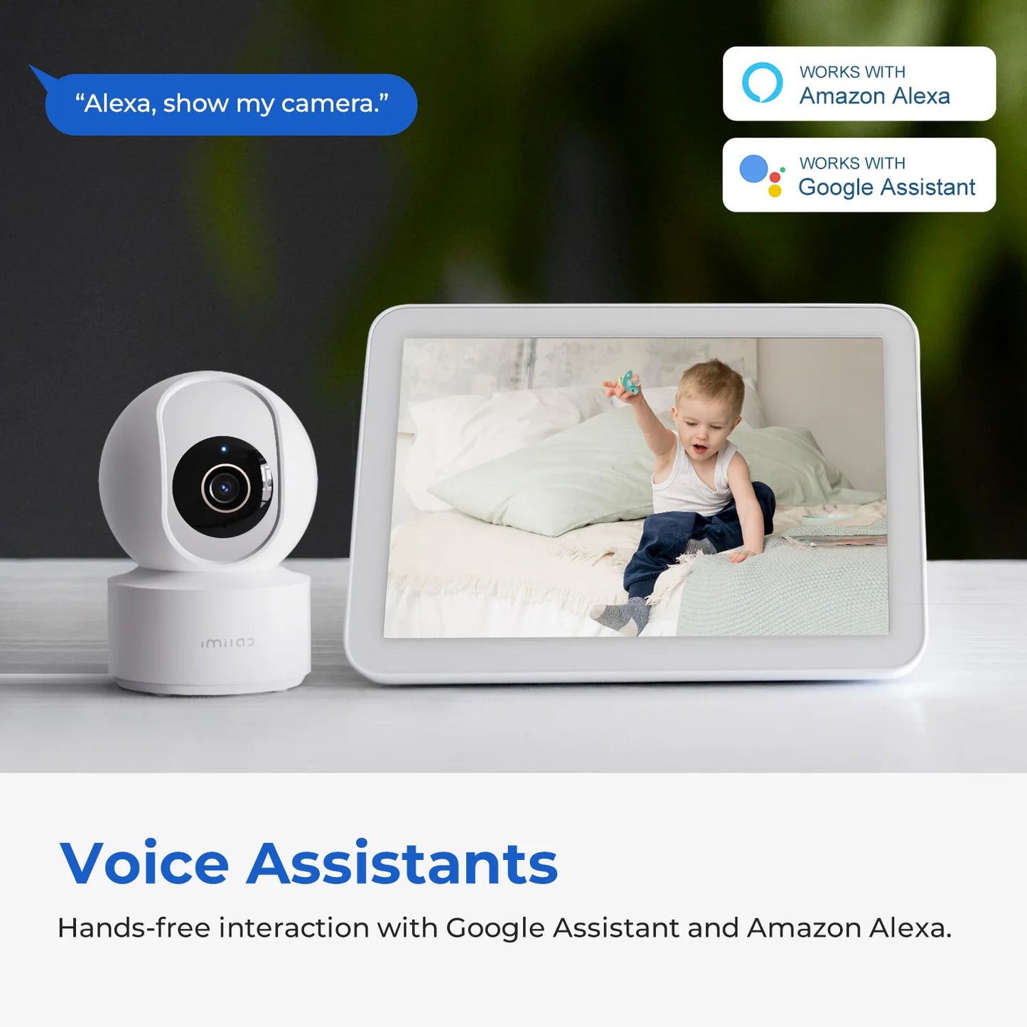 IMILAB C22 WiFi Baby Monitor Indoor Camera - AI Detection Night Vision 2-Way Audio 360° PTZ for Child Safety