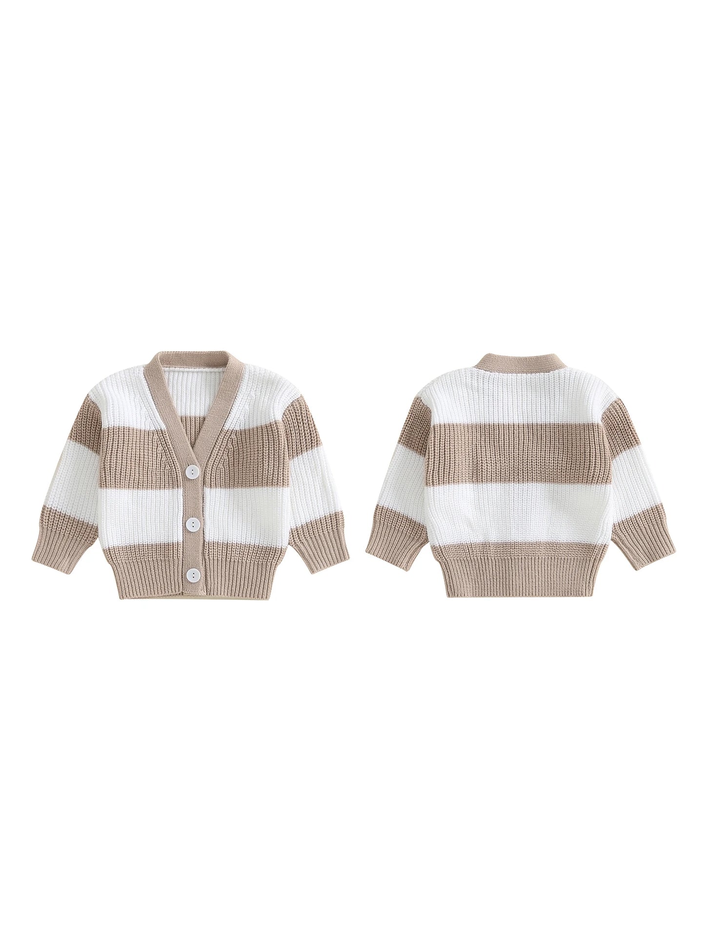 Infant Cable Knit Pullover Sweater with Ribbed V Neck and Button Closure - Cozy Toddler Winter Cardigan for Boys and Girls