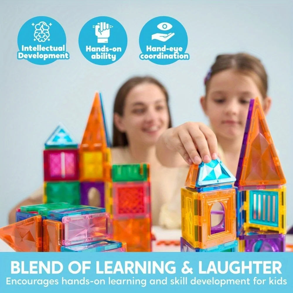 JOYFY 110/66/50 PCS Magnetic Building Tile 3D Magnet Tiles with Vehicle Construction Blocks Set for Kids Birthday Chirstmas Gift