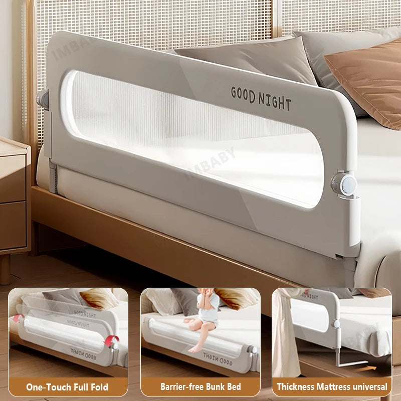 IMBABY Bed Guardrail Fully Folded Baby Safety Bed Barrier Preventing Falls Bed Safety Rails Bedroom Baby Sleeping Safety Fence