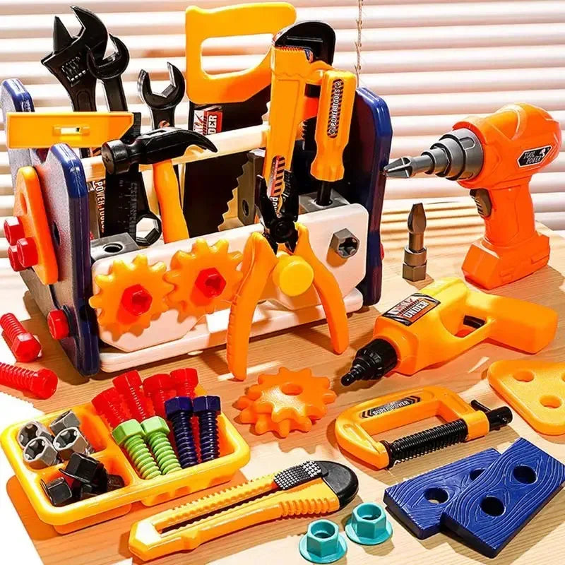 41pieces Tool Toys Repair Kit with Electric Screw Role Play Toys Plastic Toolbox Montessori Educational Toys Children Gift