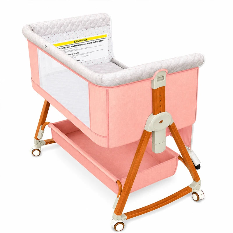 Baby Crib 3 in 1 Baby Bassinet Portable Bedside Bassinet for Baby Foldable Crib Travel Baby Crib Rocking 6 Adjustable Height