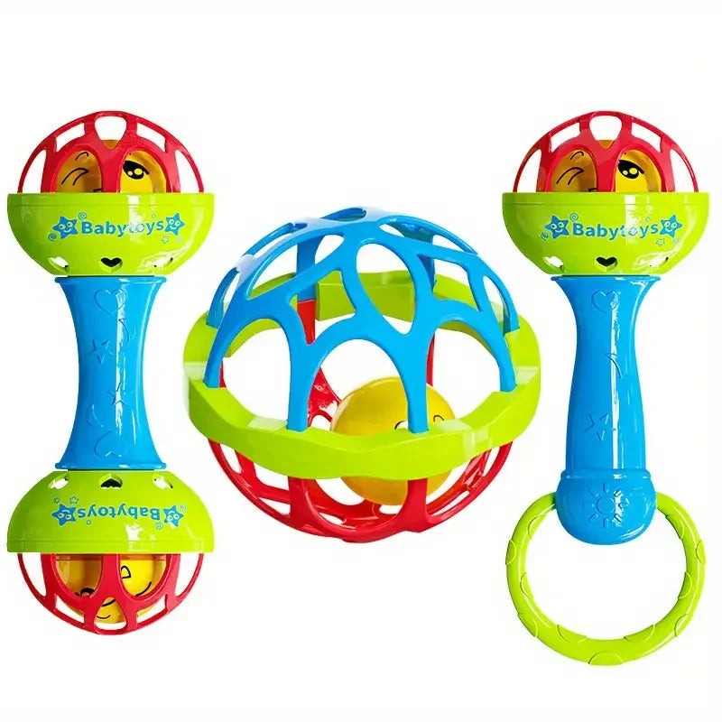 3pcs Baby Rattles 0 12 Months Baby Educational Toys Shaker Grab Spin Set Sensory Educational Newborn Gift for Infant Boy Girls