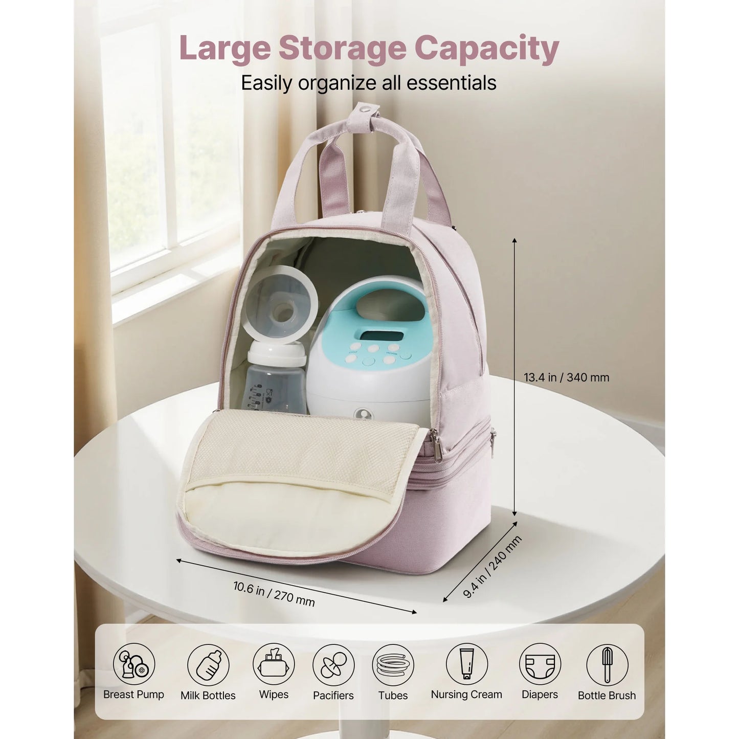 SucceBuy Breast Pump Backpack Portable Breast Feeding Carrying Case Fits S1/S2 Pumping Accessories for Work Travel & Family Use