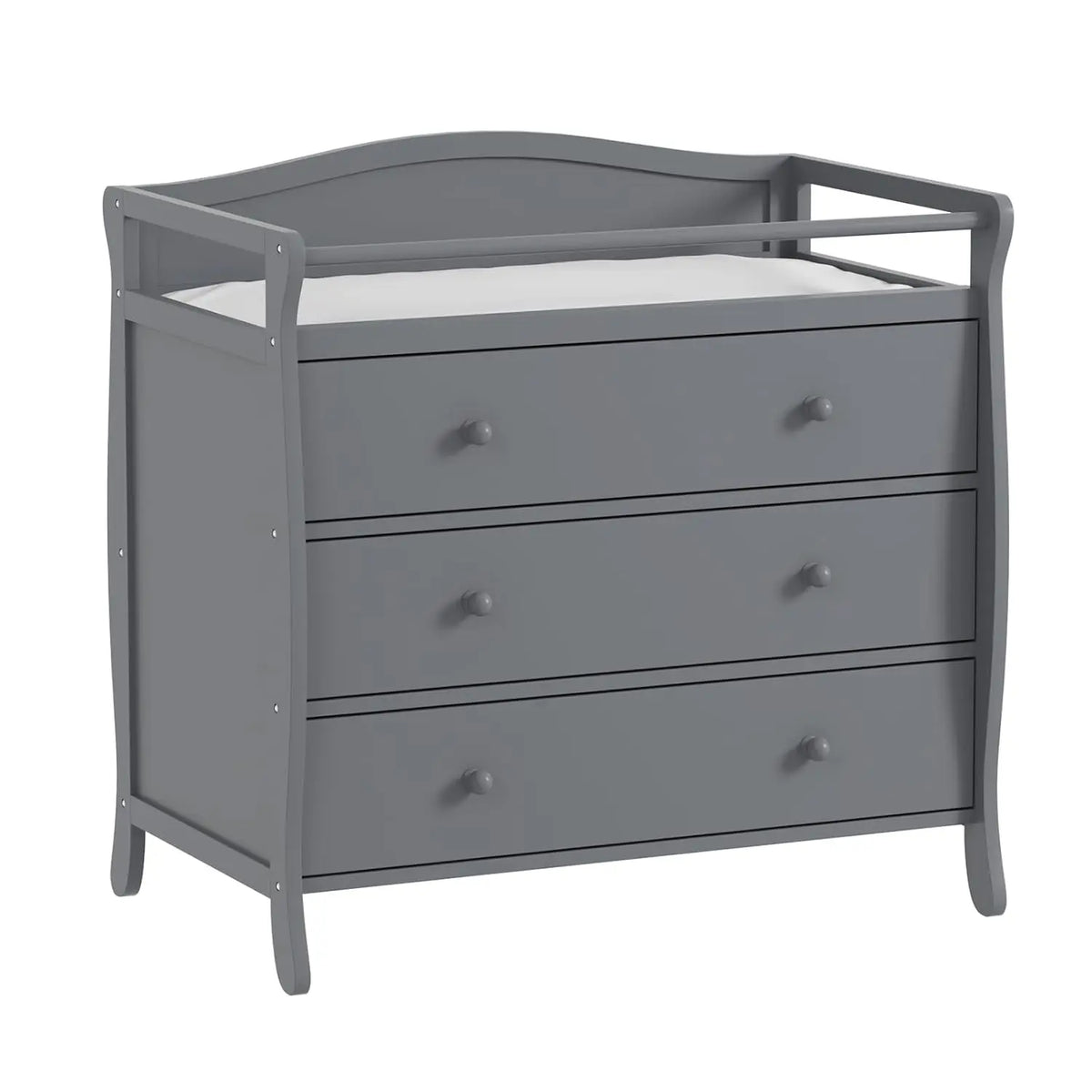 3 Drawers Baby Changing Table Wooden Diaper Changing Station With Safety Belt & Rails Toddler Dresser For Nursery Bedroom