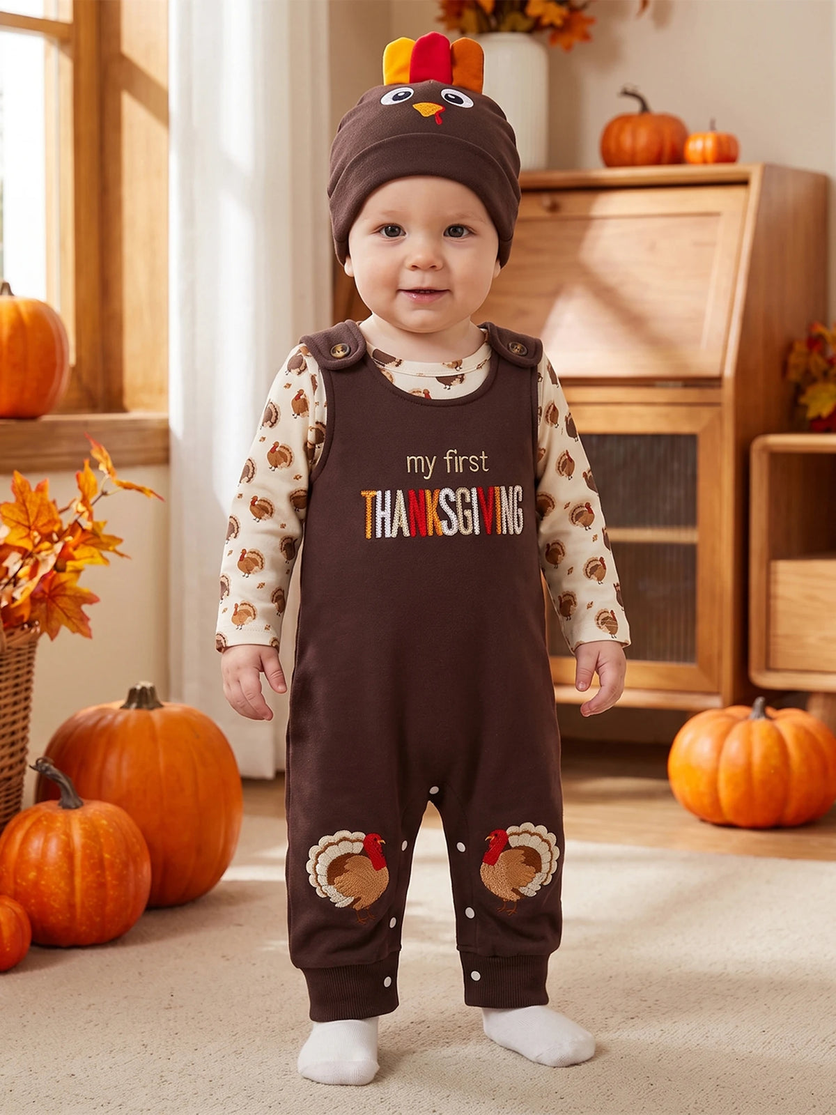 Romper Overall Pants Turkey Romper Overall Overall Baby Boy Thanksgiving Overall Pants Hat Boy Sleeve Romper Overall Romper