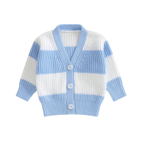 Infant Cable Knit Pullover Sweater with Ribbed V Neck and Button Closure - Cozy Toddler Winter Cardigan for Boys and Girls