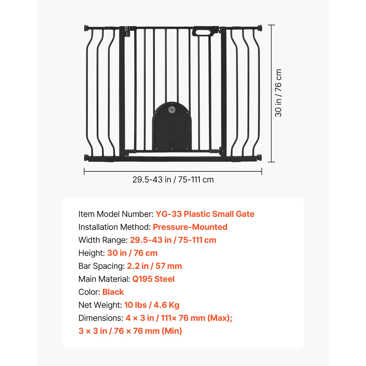 SucceBuy Baby Gate for Stairs Adjustable Width No Bottom Bar One-Handed Operation Easy Drilling Installation with Hardware Kit