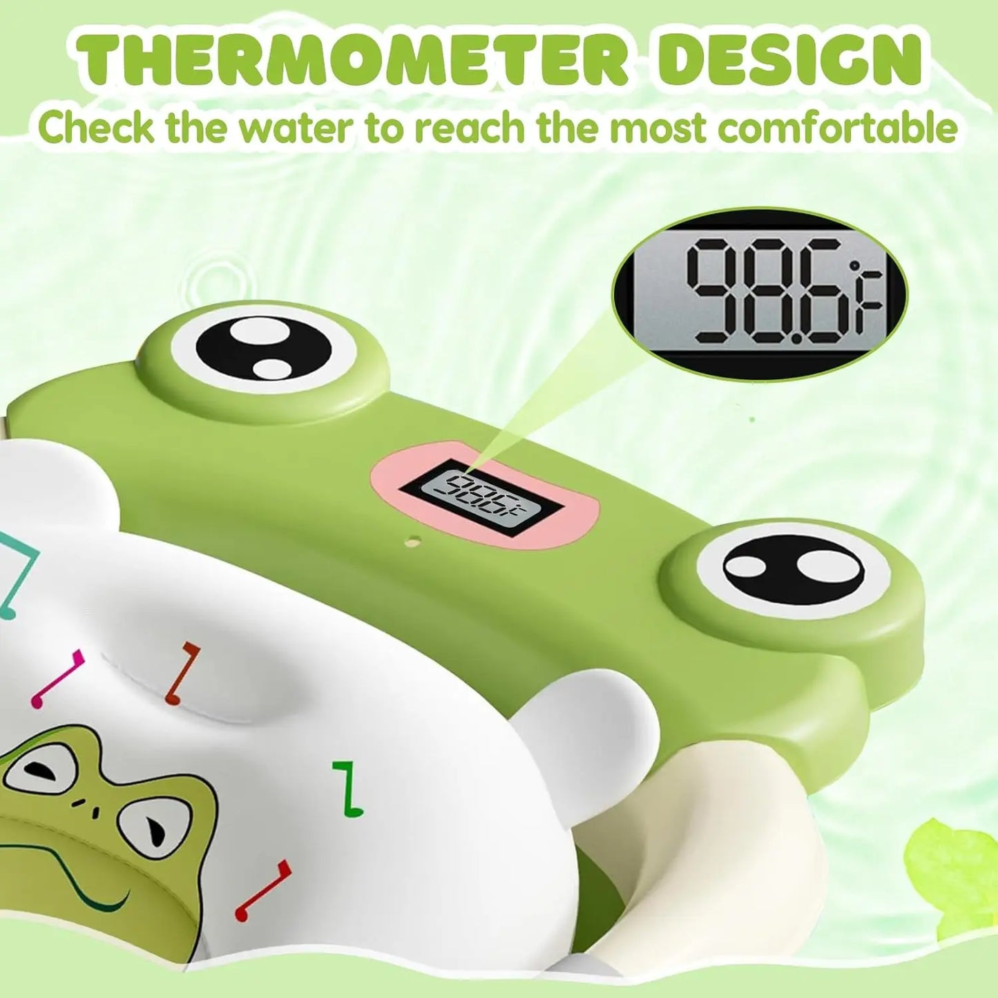 Baby Bath Tub with Bath Cushion Foldable Bathtub with Thermometer Shower Cap Shower Brush for Newborn and Toddler 0-36 Months