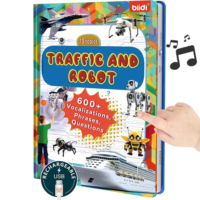 English Sound Book Montessori First 600-Sound Usborne Transport&Robot Car Words Educational Learning E-Book for Children Kid Boy