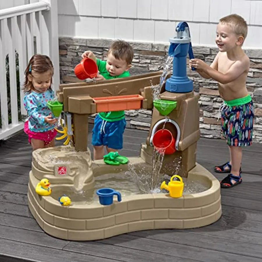 Step 2 Pump Splash Discovery Pond Water Table Water Sensory Activity Pool Summer Outdoor Toys 10 Piece Toy Accessories for Todd