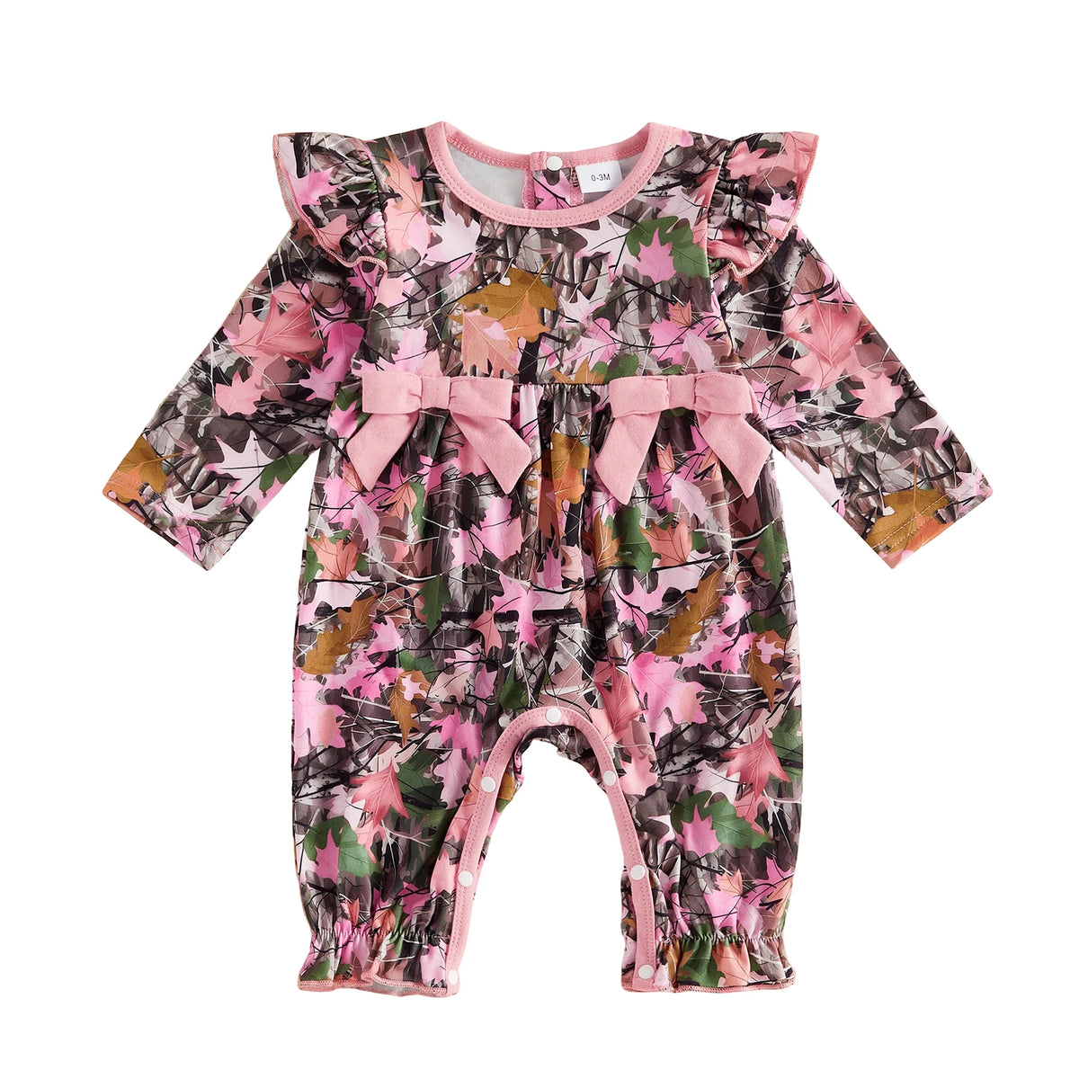 Sleeve With Bows Camo Camo Maple Leaf Camo Maple With Bows Baby Girl Long Girl Sleeve Romper With Top Rated