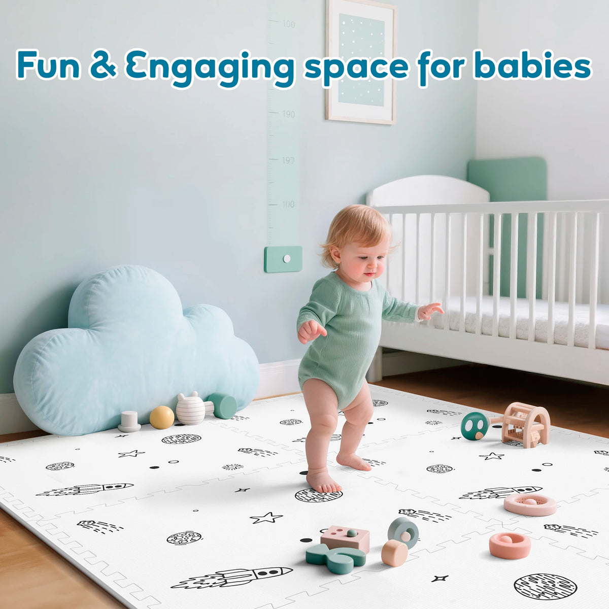 Baby Play Mat, 72x48-Inch Baby Foam Play Mat,6-Piece Interlocking Foam Floor Tiles for Toddlers, Floor Mats for Kids
