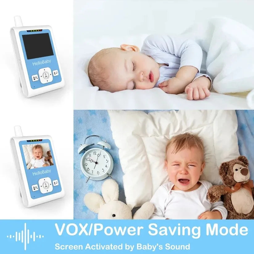 HelloBaby  Video Baby Monitor with Camera and Audio Infrared Night Vision, Two-Way Audio ,Lullaby,Sound Activated Screen