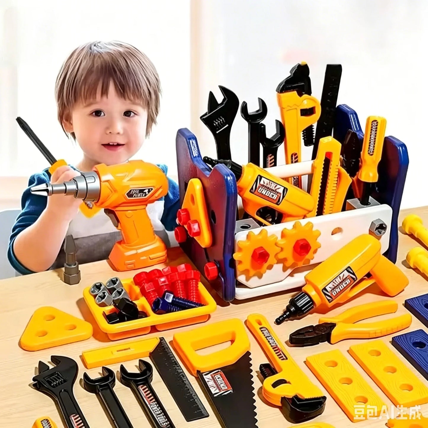 41pieces Tool Toys Repair Kit with Electric Screw Role Play Toys Plastic Toolbox Montessori Educational Toys Children Gift