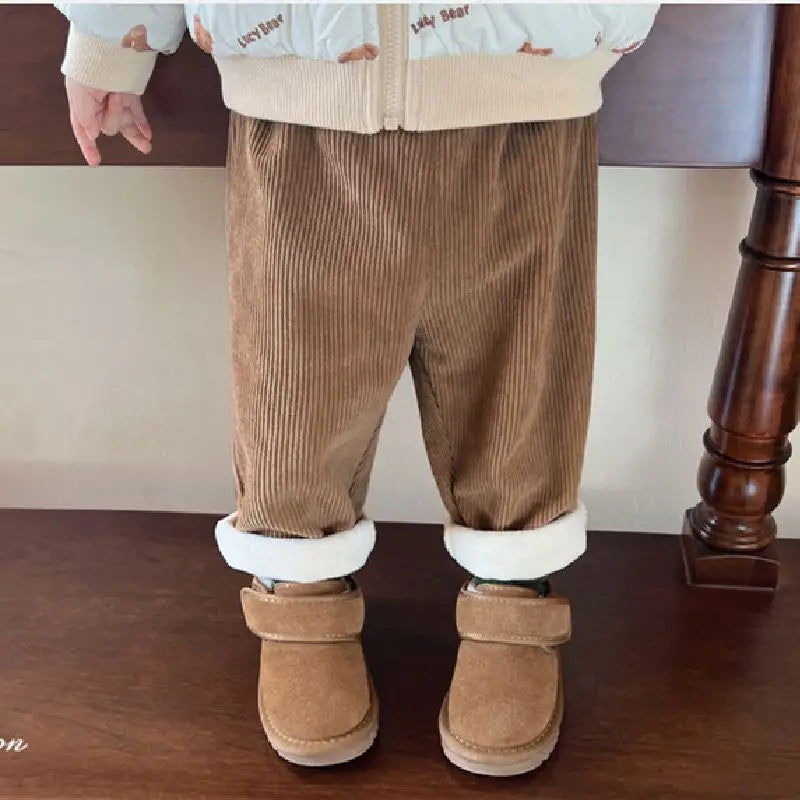 New Autumn Winter Toddler Boys Girls Casual Corduroy Pants Children Kids Warm Trousers Loose Pants Outside Versatile