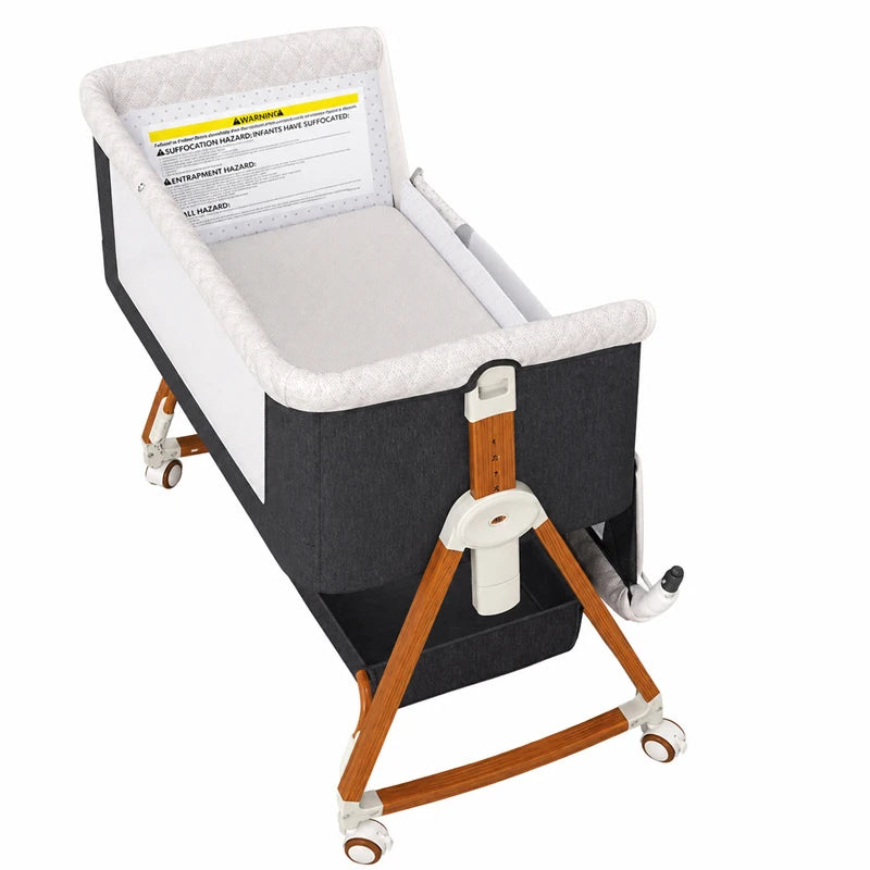 Baby Crib 3 in 1 Baby Bassinet Portable Bedside Bassinet for Baby Foldable Crib Travel Baby Crib Rocking 6 Adjustable Height