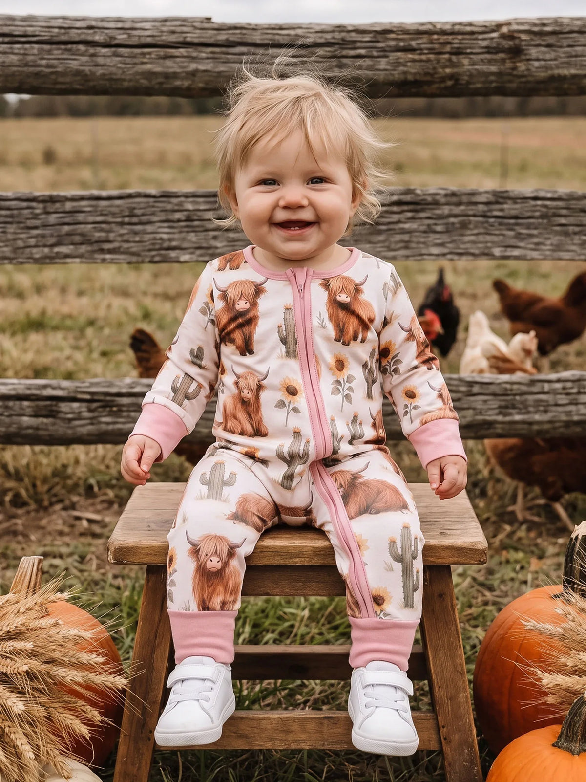 Sleeve Style Printed Fall Baby Girl Long Girl Printed-Zipper-Jumpsuit Romper Western Style Romper Lightweight