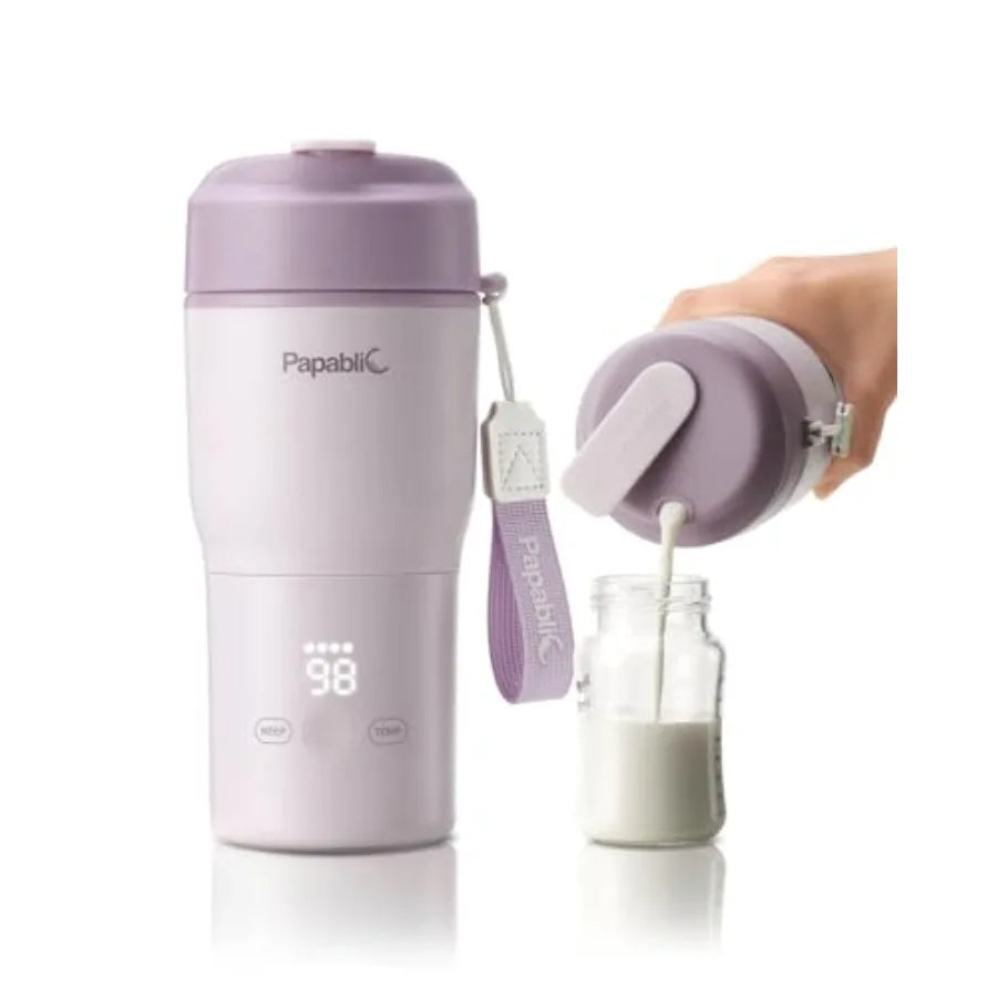Papablic Portable Bottle Warmer, 85W Fast Baby Bottle Warmer for Travel and Home, Heats Breastmilk and Formula and Water, 4 Tem