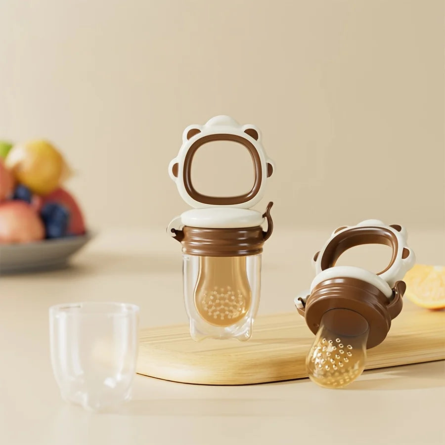 Baby Fruit & Vegetable Feeder with Silicone Mesh, Cartoon Lion Fresh Food Feeder Pacifier, Juice Feeding Teething Utensils