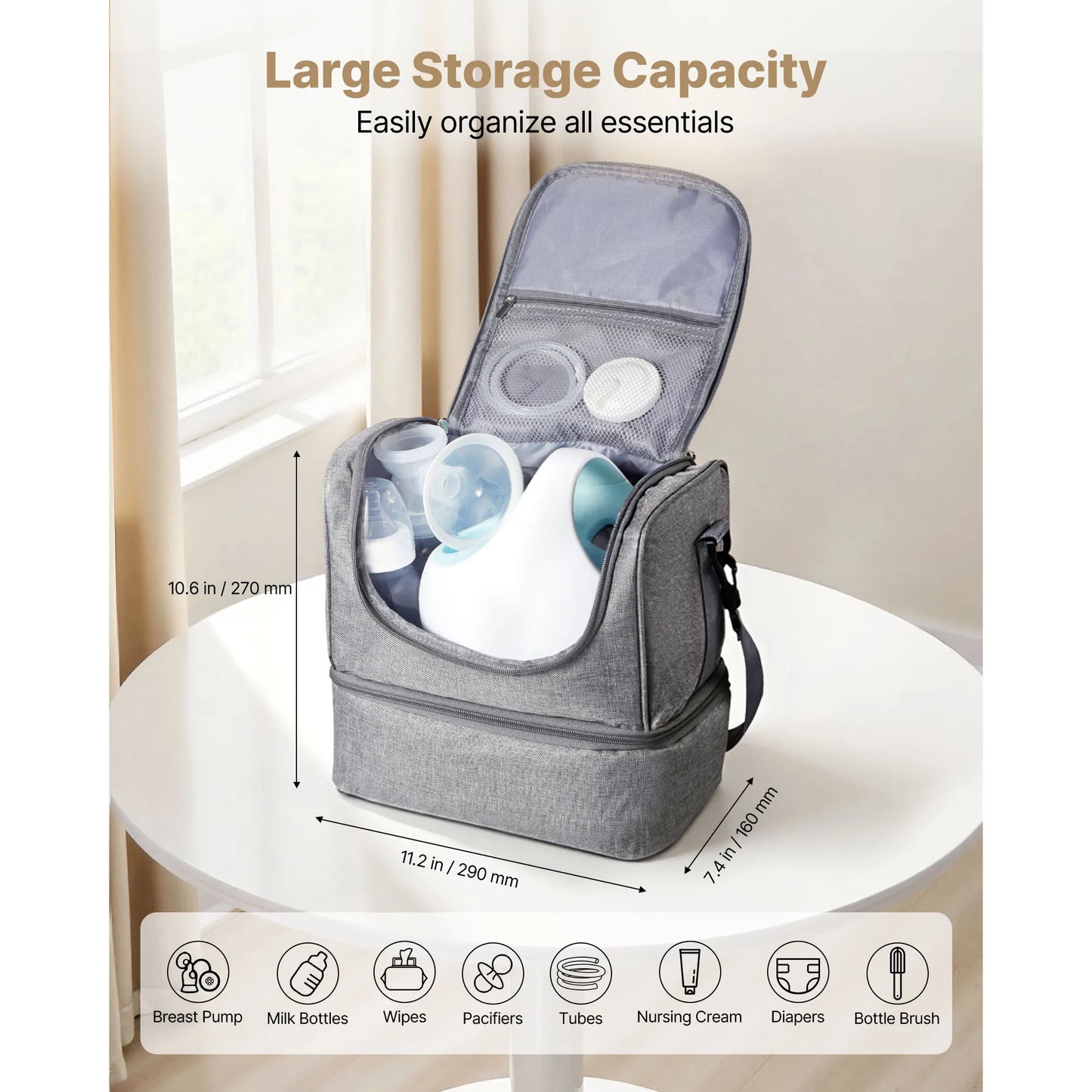 SucceBuy Breast Pump Bag with Ice Pack Fits S1/S2 Pumping Accessories Portable Breast Feeding Pump Carrying Case for Travel Use
