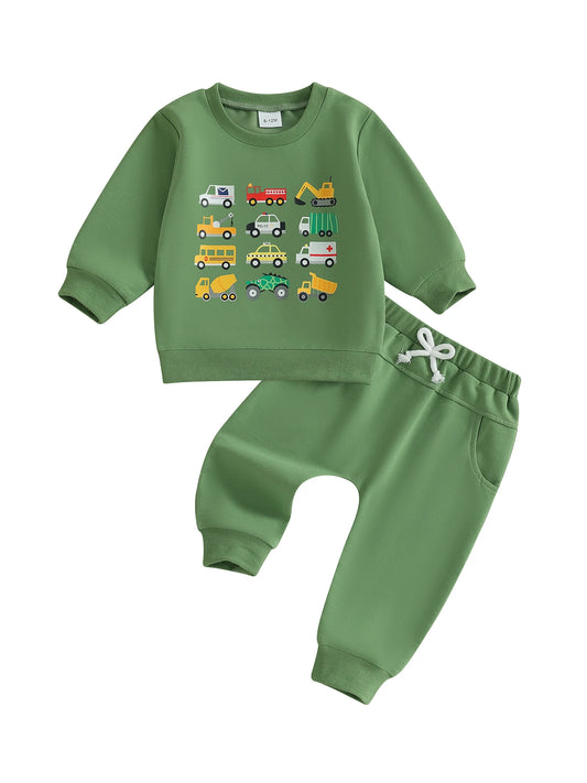 Toddler Boy Winter Outfit Dinosaur Print Hoodie and Jogger Set Warm Clothes for Baby Boys 2 Piece Clothing Set