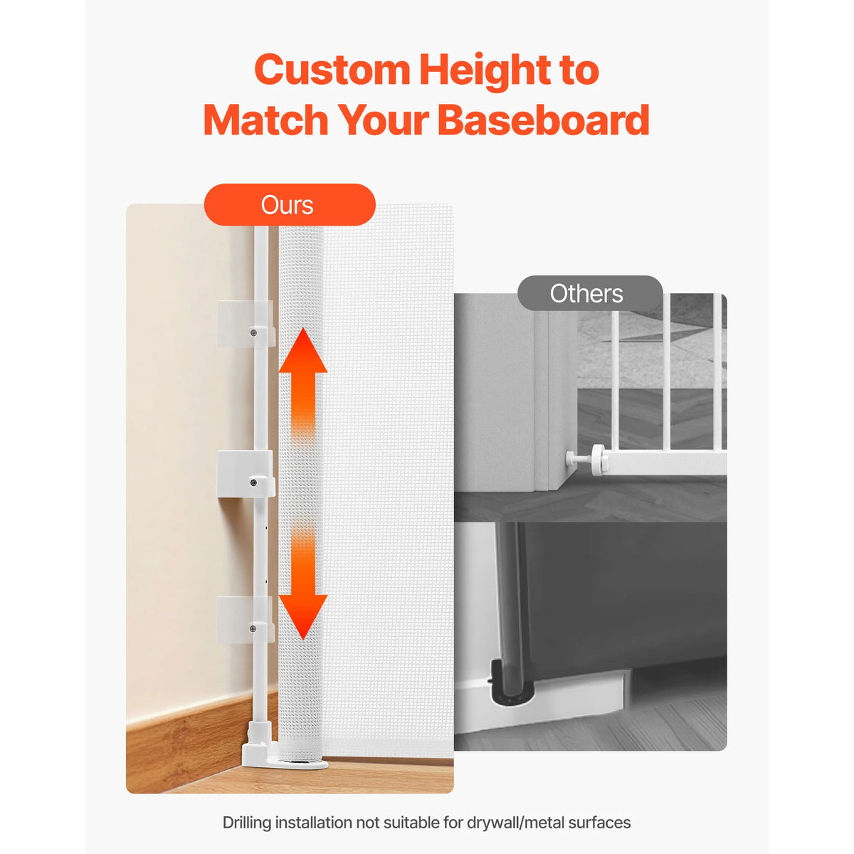 SucceBuy Retractable Baby Gate with Security Lock Walk Through Without Tripping Mesh Dog Gate for Stairs Hallways Indoor/Outdoor