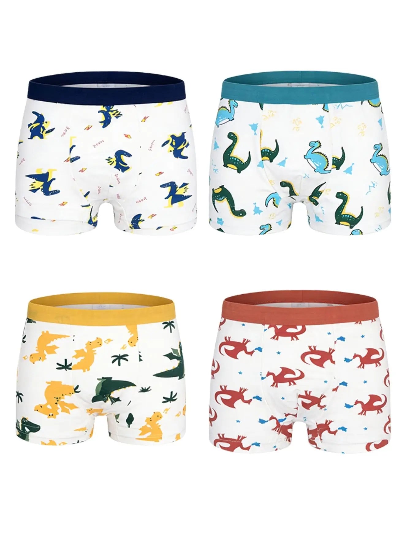 Kids Boys Cotton Underwears 12 Pack, Soft Boxer Briefs With Non-Roll Waistband, Cute Dino Print Undies For School & Daily Play