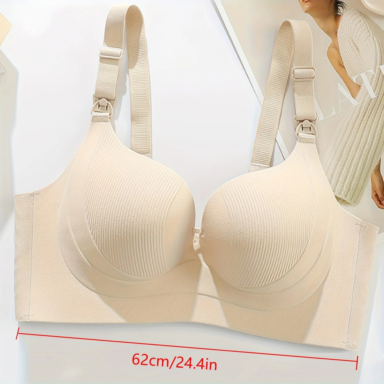 2-pack Brown + Apricot Women's Pregnancy Nursing Bra Seamless Soft Support Underwear for Women With Small Breasts, Gathered and