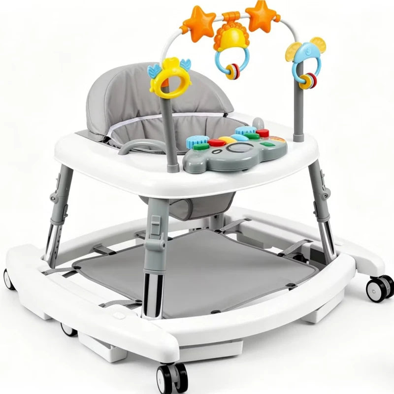 Baby Walker Portable Baby Rocker 5-in-1 Foldable Baby Walker Multi Functional Anti Roll Walker for Toddlers Aged 6–18 Months