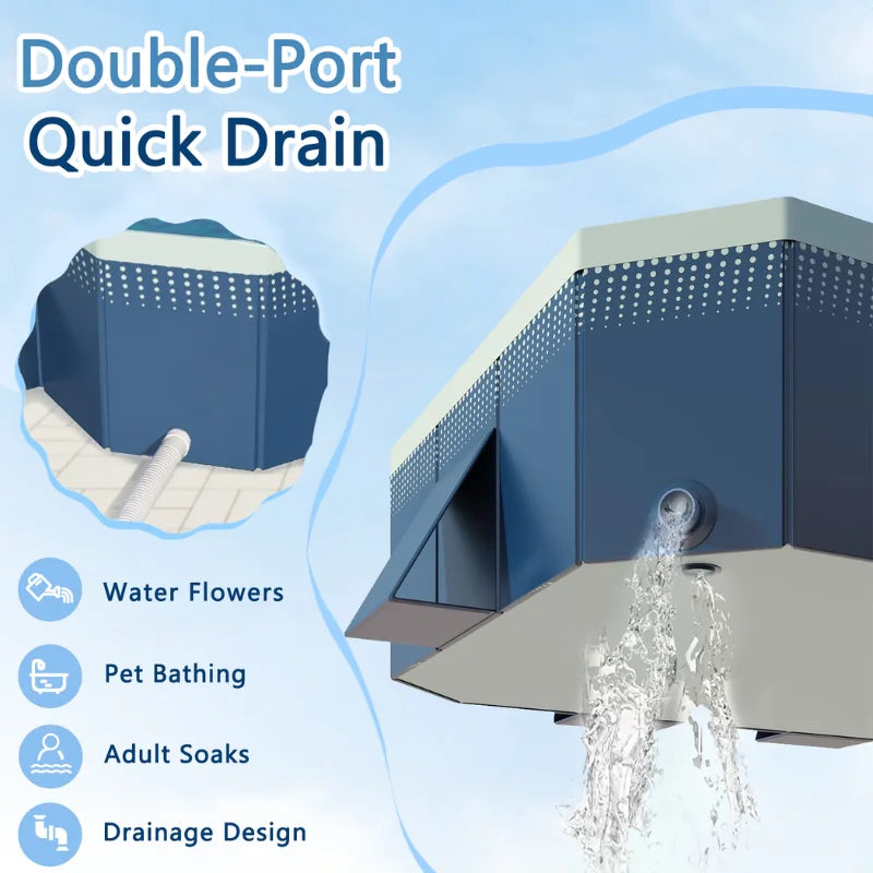 Foldable Pool For Family Non Inflatable Frame Outdoor Swimming Pool Kiddie Pools Thickened Support Above Ground 1~8 People Blue