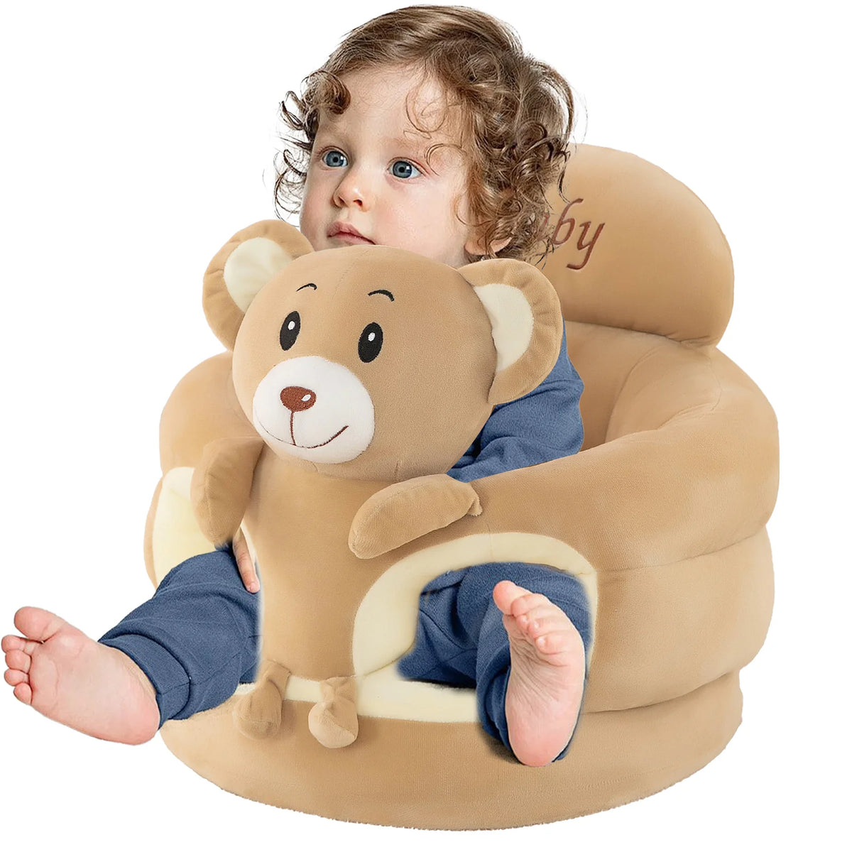 Baby Floor Seat, Animal Shaped Plush Infant Learning Sofa Chair, Anti-Slip Support Seat for Baby Learning to Sit Up, Great Gift for Newborn Boys Girls