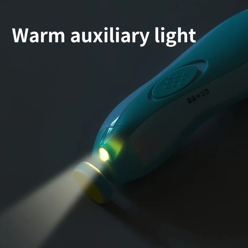 7-in-1 Baby Electrical Nail Trimmer with Portable Case, Safe Nail Clipper Set with 5 Extra Grinding Heads and LED Light, Newborn Nail Polishing Tool Set, Grooming Kit, Suitable for Adults Also-Put in 2-AA Batteries Before Use