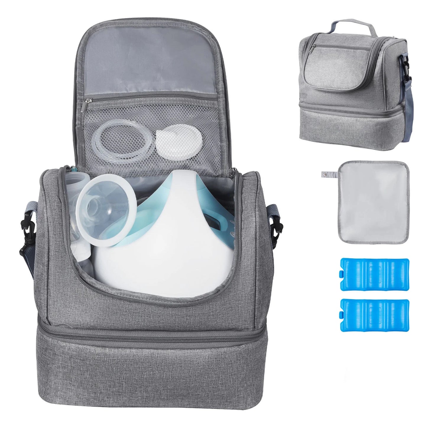 SucceBuy Breast Pump Bag with Ice Pack Fits S1/S2 Pumping Accessories Portable Breast Feeding Pump Carrying Case for Travel Use