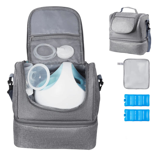 SucceBuy Breast Pump Bag with Ice Pack Fits S1/S2 Pumping Accessories Portable Breast Feeding Pump Carrying Case for Travel Use