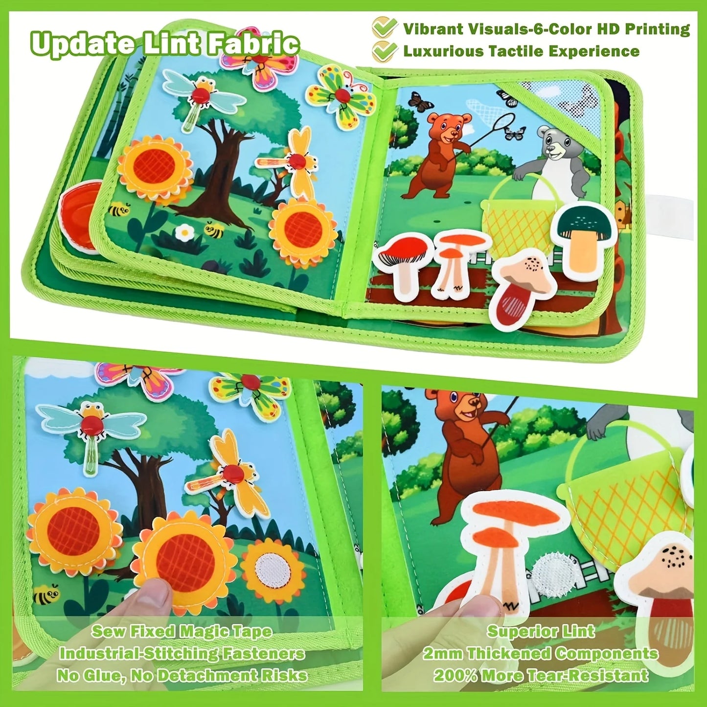 Children's baby early education intelligence learning baby toys felt learning board, busy board, busy book, cloth book, including life skills, alphabet, numbers, shapes colors, animals, weather, toddler travel toys, birthday