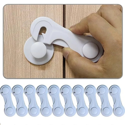 Child Proof Cabinet Locks for Baby Safety, 10 Pcs Baby Proofing Cabinet Locks with Adhesive for Drawer Cupboards Fridge Closet